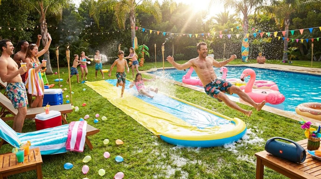 Add a Giant Slip and Slide Beyond the Pool