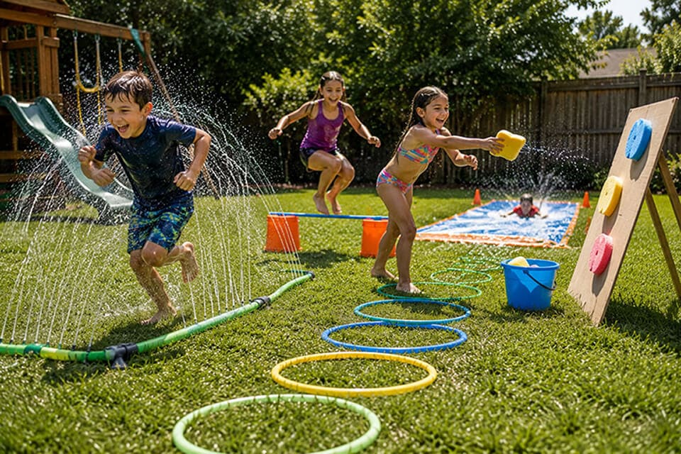 Backyard Splash Obstacle Course